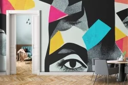 Adhesive Wallpaper Modern Art Colorful Collage