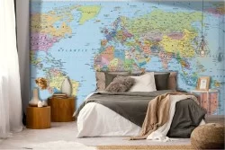 Adhesive Wallpaper World Map Political Map