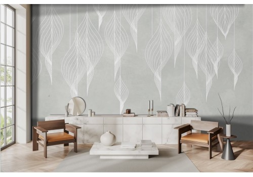 Stylized White Leaves Wallpaper