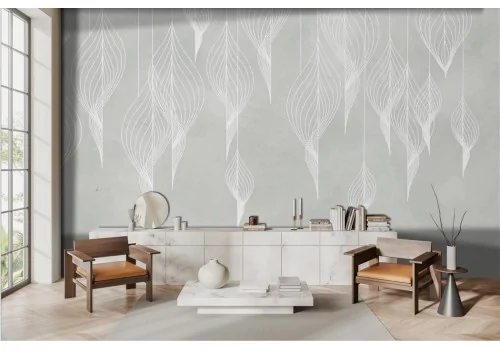 Wallpaper Stylized White Leaves -a151