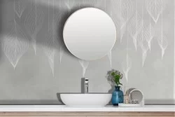 Adhesive Wallpaper Stylized White Leaves