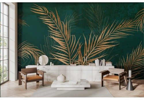 Refined Nature Gold Leaves Wallpaper