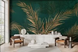Refined Nature Gold Leaves Wallpaper