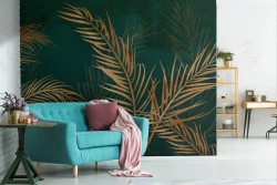 Carta da Parati Foglie Stilizzate oro