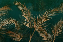 Carte da Parati Foglie Stilizzate oro