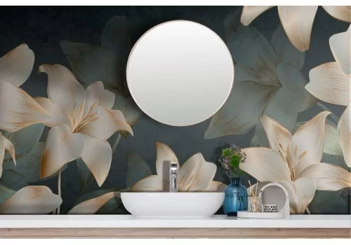 Modern 3D White Flowers Wallpaper 2