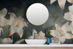 Carta da Parati Adesiva Fiori Bianchi Moderni 3D