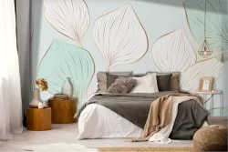 Adhesive Wallpaper Leaves white gold design