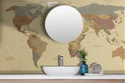 Vintage World Map Adhesive Wallpaper