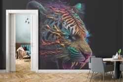 3D Tiger Street Art Adhesive Wallpaper