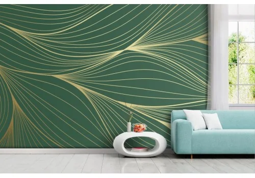 Carta da parati Fogli Linee Oro Stilizzata