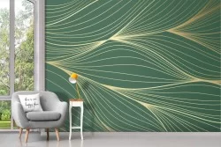 Adhesive Wallpaper Sheets Stylized Gold Lines