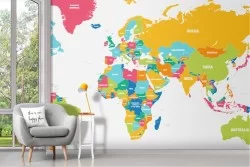 Children's Political Map Wallpaper
