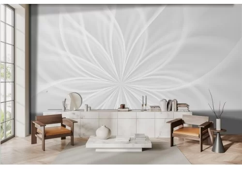 Artistic Stylized Flower White Wallpaper