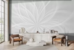 Carta da parati Fiore Stilizzato Artistico bianco