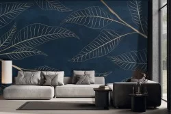 Tropical nature wallpaper gold refined leaves