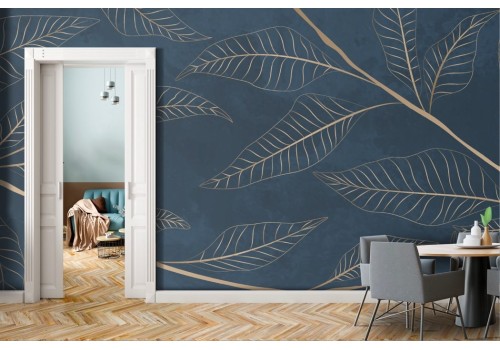 Tropical nature wallpaper gold refined leaves 2