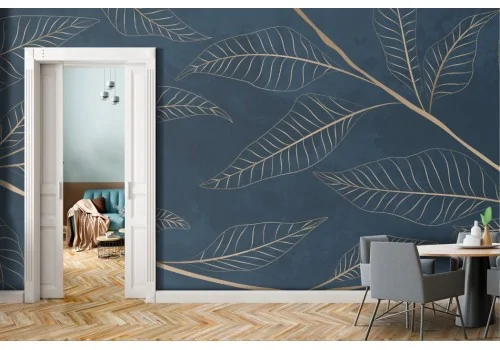 Tropical nature wallpaper gold refined leaves 2