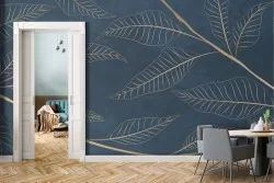 Adhesive Wallpaper Tropical Nature Gold Refined Leaves