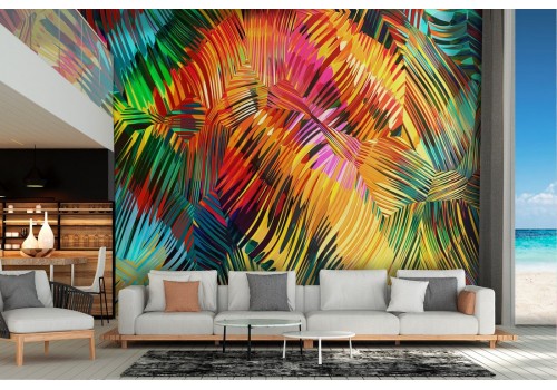Abstract modern tropical palm leaves wallpaper