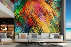 Abstract modern tropical palm leaves wallpaper