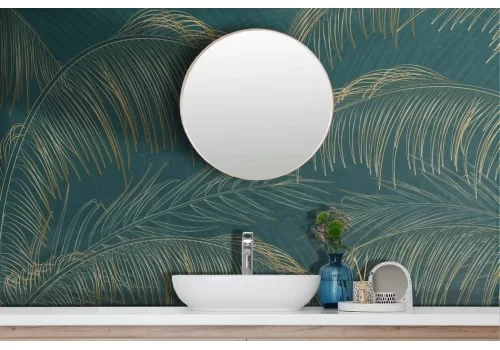 Carta da parati tropicale foglie dorate minimal 2