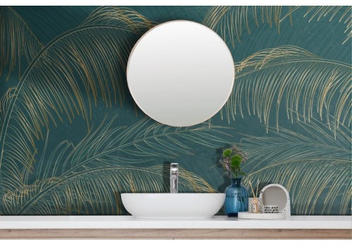 Tropical wallpaper with minimal golden leaves 2