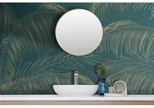 Tropical wallpaper with minimal golden leaves 2