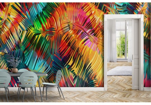 Abstract modern tropical palm leaves wallpaper 2