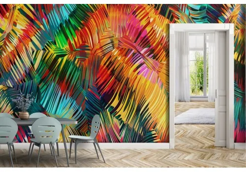 Abstract modern tropical palm leaves wallpaper 2