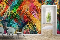 Abstract modern tropical palm leaves wallpaper