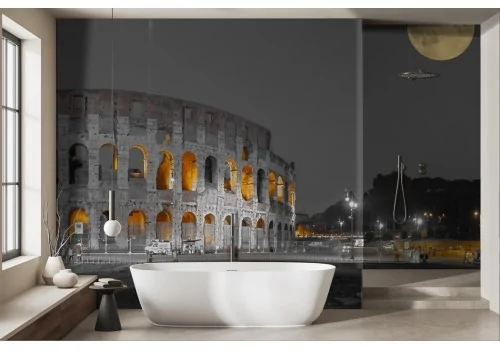 Wallpaper Rome Night Colosseum Moon -a184