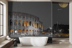 Nighttime Rome wallpaper Colosseum moon