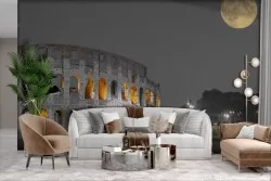 Carta da Parati Adesiva Roma notturna Colosseo luna