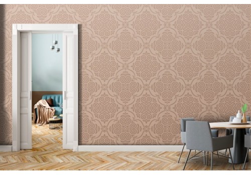 Vintage damask wallpaper in ochre and gold 2