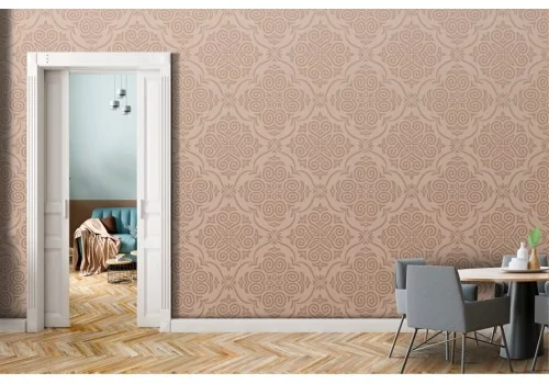 Vintage damask wallpaper in ochre and gold 2
