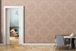 Adhesive Wallpaper Vintage Damask Ochre and Gold