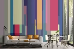 Abstract Artistic Colored Stripes Adhesive Wallpaper