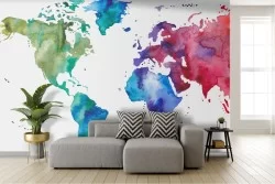 Adhesive Wallpaper Modern Colorful Abstract World