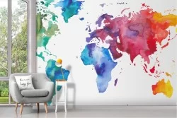 Colorful world map wallpaper