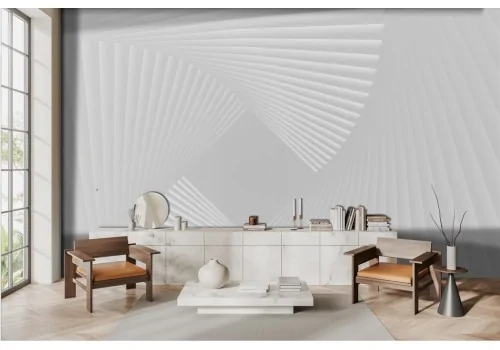 Carta da parati minimal righe bianche effetto 3D