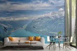 Carta da Parati lago in montagna paesaggio