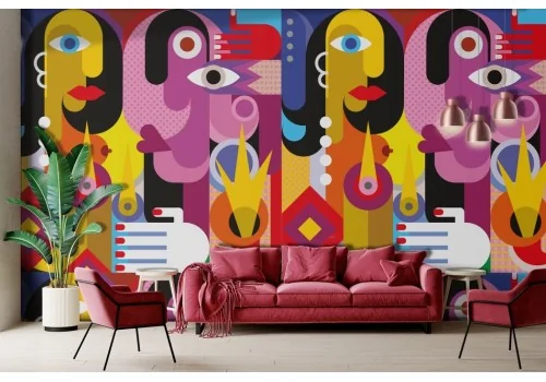 Modern colorful geometric wallpaper -a191