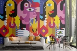 Modern Colorful Geometric Adhesive Wallpaper
