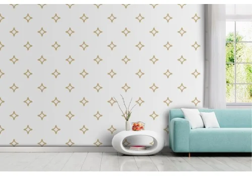 White Wallpaper with Golden Diamonds -a192