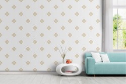 White wallpaper with golden diamonds