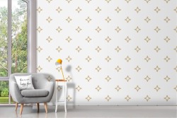 White Adhesive Wallpaper with Golden Diamonds
