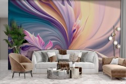 Adhesive Wallpaper with pink and blue waves