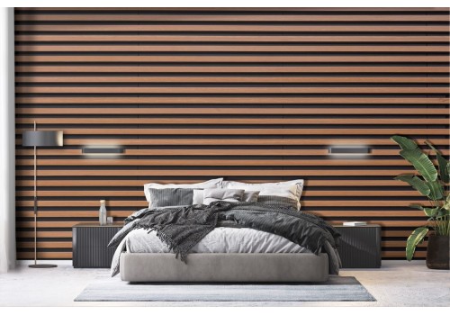 Black minimal golden striped wallpaper