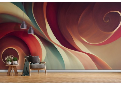 Vintage wallpaper with golden orange waves